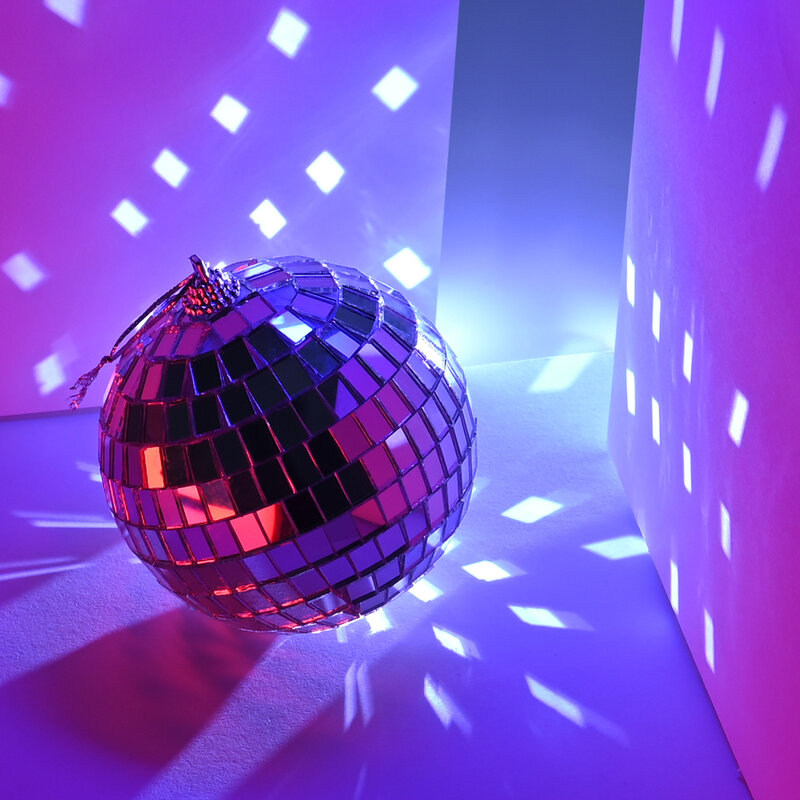 Bola de espejo giratoria para discoteca, bola reflectante de cristal, 10/15/20/30Cm, luz para fiesta de Navidad y boda