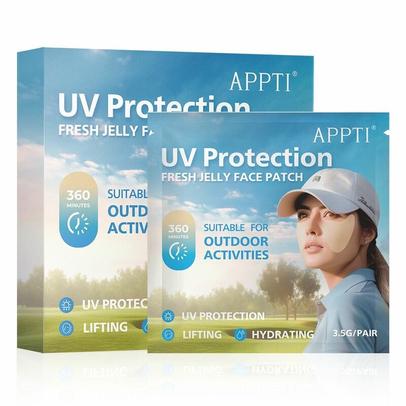 Jelly UV Face Patches, Proteção solar, Gel Protetor Solar, Sun Patches, Hidratante Adesivos, Máscara de Olho, Fresco, 5 Pares por Caixa