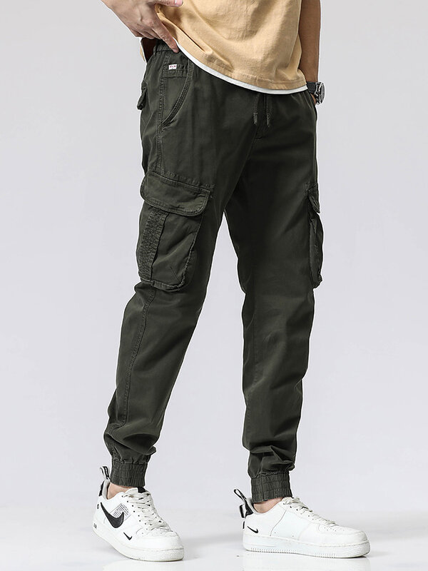 Primavera verão calças de carga militar dos homens 2022 novos multi-bolsos streetwear exército corredores estiramento algodão calças casuais