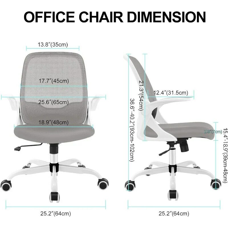 QUERDOM-Cadeira ergonômica do escritório, Cadeira de mesa, Confortável cadeira giratória tarefa, Cadeira do computador malha respirável, Flip-up braços