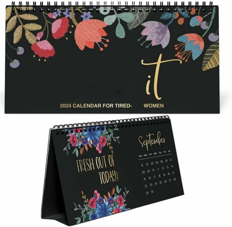 女性のための面白い引退した壁掛けカレンダー、12か月のスティック、単語、屋内、ユニークな新年の贈り物、2024