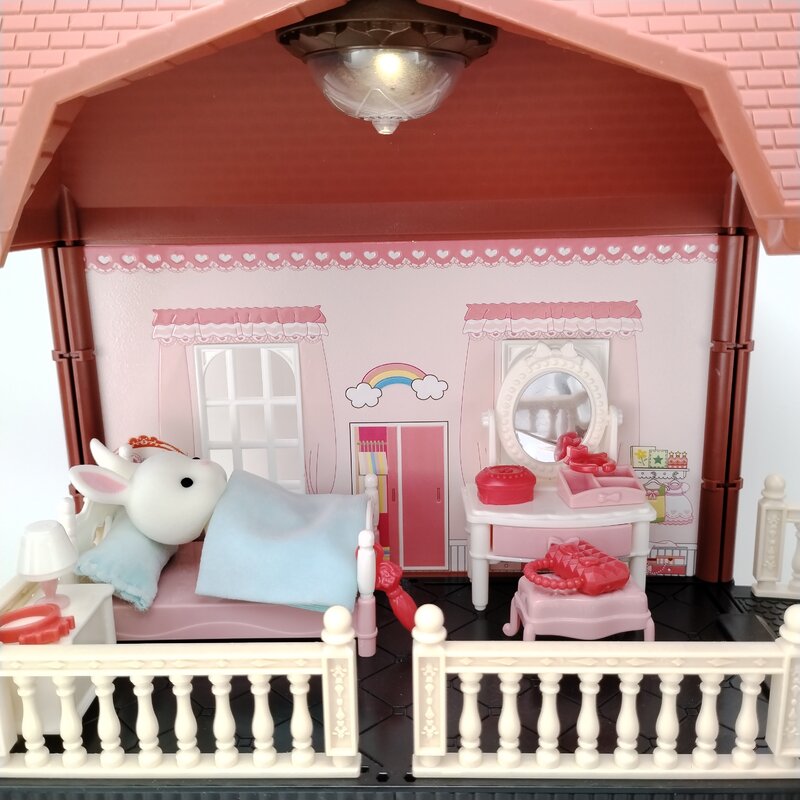 Mainan miniatur furnitur mainan keluarga, Set rumah boneka ruang tamu kamar mandi dapur pura-pura ide kreatif mainan anak-anak