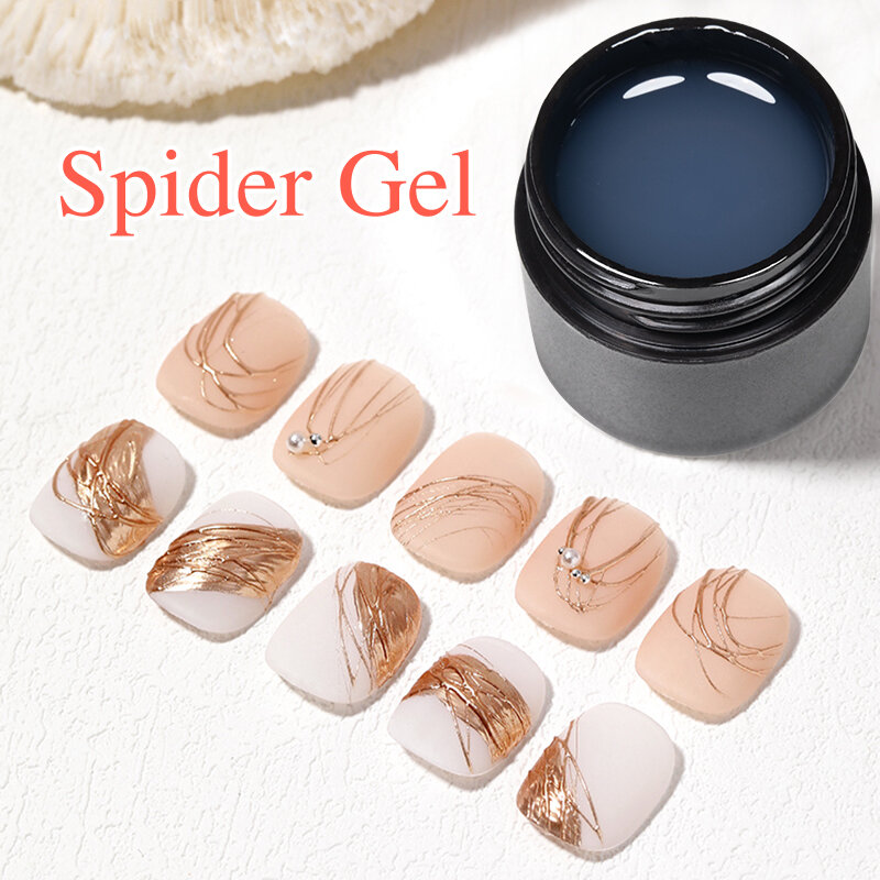 Bozlin 5Ml 3D Schilderen Clear Spider Liner Nail Gel Creative Geborsteld Nagellak Semi-Permanente Gebruikt Met Kleur gel Nail Poeder