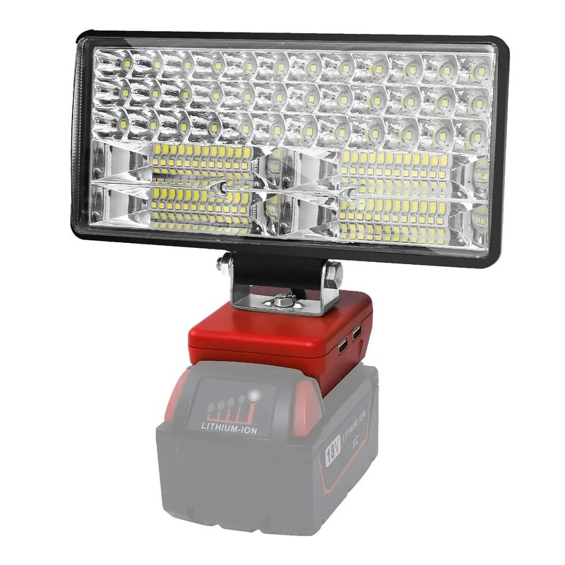밀워키용 LED 작업등, 18V 리튬 이온 배터리 비상 조명, 전동 공구 조명, USB 포트 2 개 포함, 35W