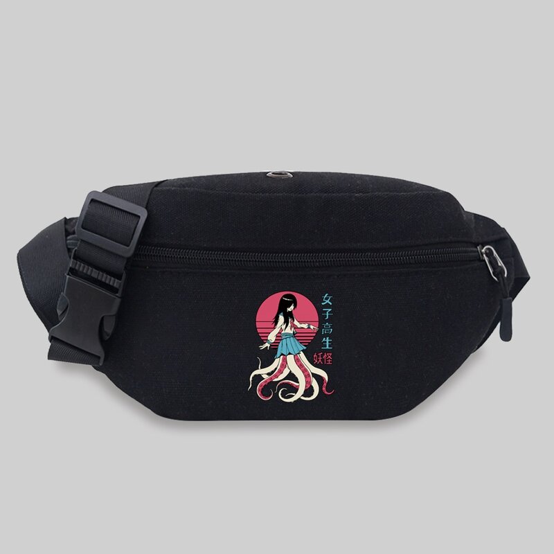 Женская поясная сумка через плечо, нагрудной мессенджер для занятий спортом на открытом воздухе, дорожная сумка на ремне с милым рисунком монстра
