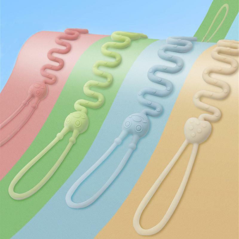 Cadena de chupete de silicona de alta elasticidad con Clip, cadena de bloqueo de doble hebilla, producto para bebé, cuerda anticaída, accesorios para chupete de bebé