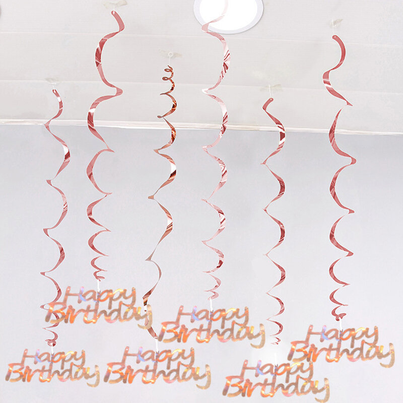 Decoración de feliz cumpleaños, suministros de PVC, oro rosa, 16, 20, 21, 30, 40, 50, 60 y 70 años, 6 unidades por lote