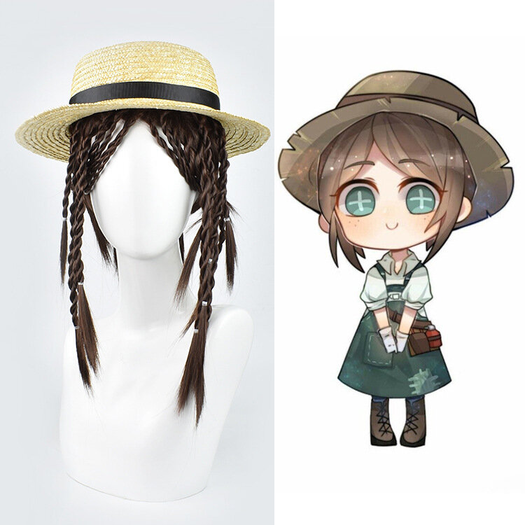 Wig Cosplay Anime, model rambut palsu kepang coklat, perwig peran permainan rambut, Wig panjang, kostum Halloween dewasa, properti kepala