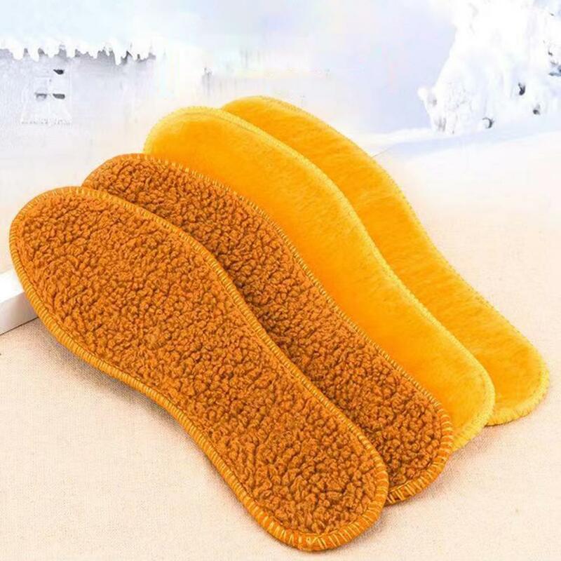 Sapato palmilhas de lã do falso macio suor-absorvente mulher homem manter quente sapato almofada inverno botas de neve sapato almofada de inserção térmica palmilhas