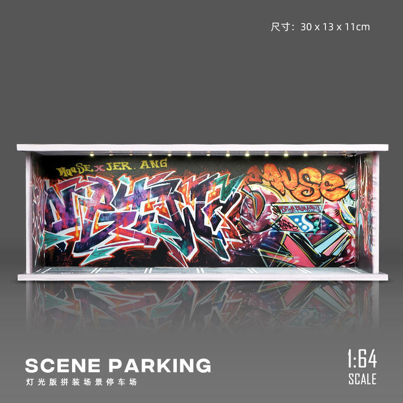 Collettore 1:64 Light Garage Scene parcheggio giocattolo modello di auto scatola di immagazzinaggio scatola di visualizzazione giocattoli per bambini modello di auto Replica collezione
