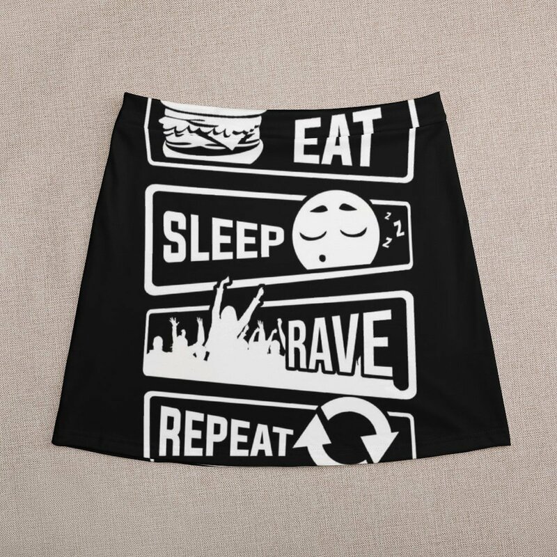 Eat Sleep Rave Repeat - Party Celebrate Music Electro Mini spódniczka spódnica szkolna odzież damska 2023 nowości