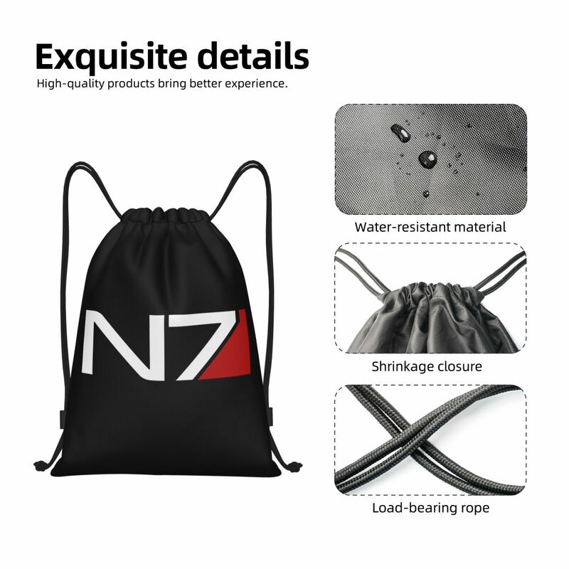 Mochila deportiva N7 para hombre y mujer, bolsa de almacenamiento con cordón, ligera, efecto de masa de videojuegos, personalizada, para gimnasio