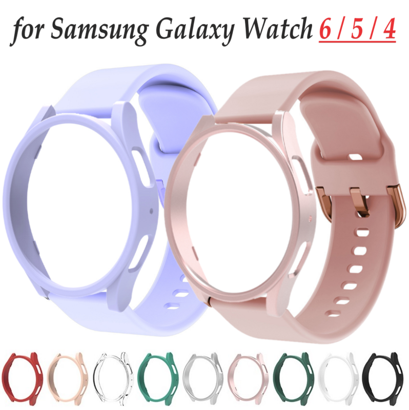 Ремешок и чехол для Samsung Galaxy Watch 6/5/4 40 мм 44 мм 45 мм, поликарбонатный полый бампер для Galaxy Watch 4/6 Classic 42 мм 46 мм 43 мм 47 мм, ремешок + крышка