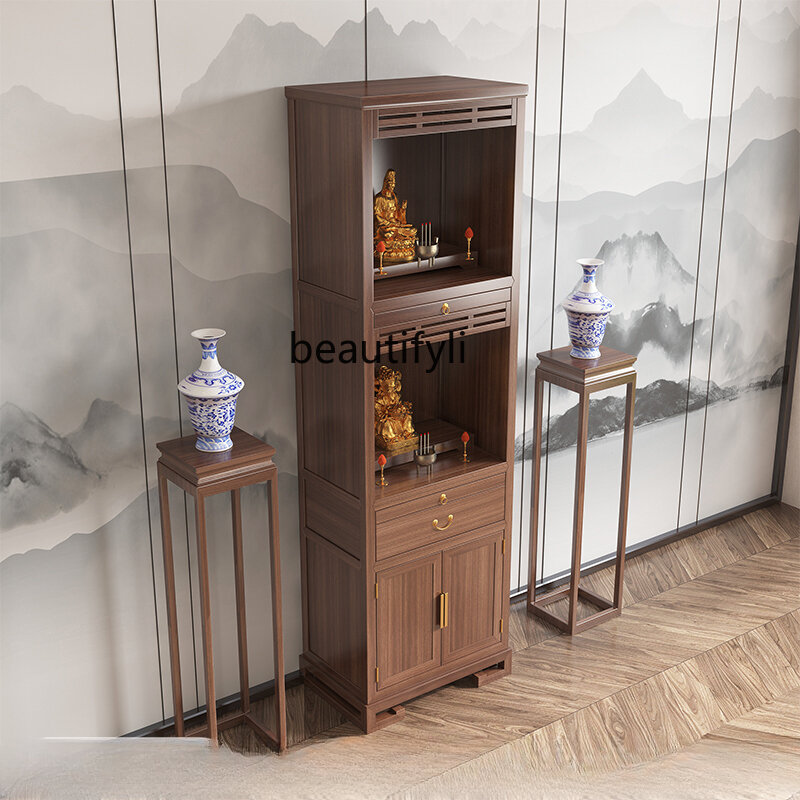 Kabinet Buddha kayu Solid kuil Buddha kuil Buddha lorong kabinet kuil lemari pakaian baru gaya Cina Altar