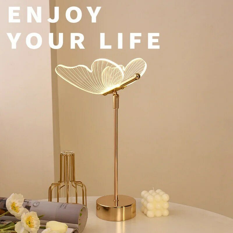 Lâmpadas de mesa de borboleta quentes para quarto, LED Desk Lights, Modern Bedhead Night Light, Acrílico, Sala de estar, Homestay, Decoração de bar