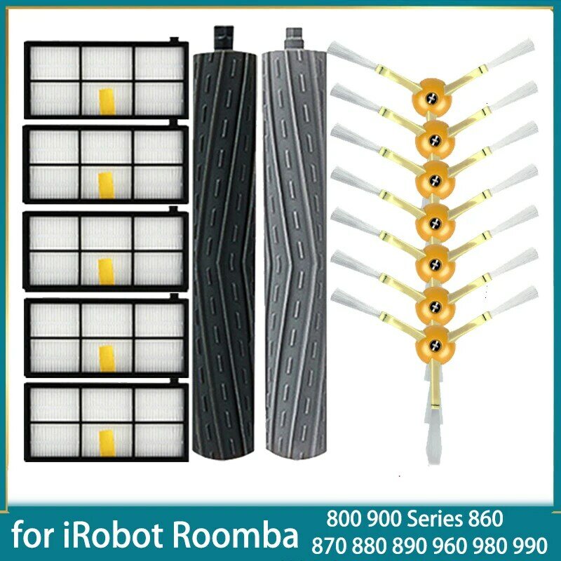 Filtros HEPA e Kit Escovas para aspirador robô, iRobot Roomba 800, 900 Series, 860, 870, 890, 960, 980, 990, peças e acessórios