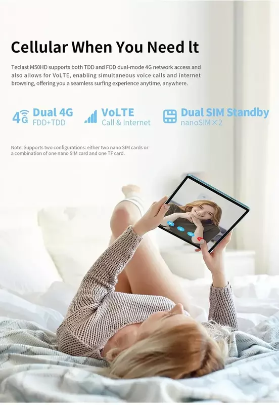 Teclast M50HD Android 13 Tablet 8GB + 8GB RAM 128GB ROM T606 8-rdzeniowy Dual 4G LTE 10.1 Cal w pełni laminowany tablety PC ultralekki