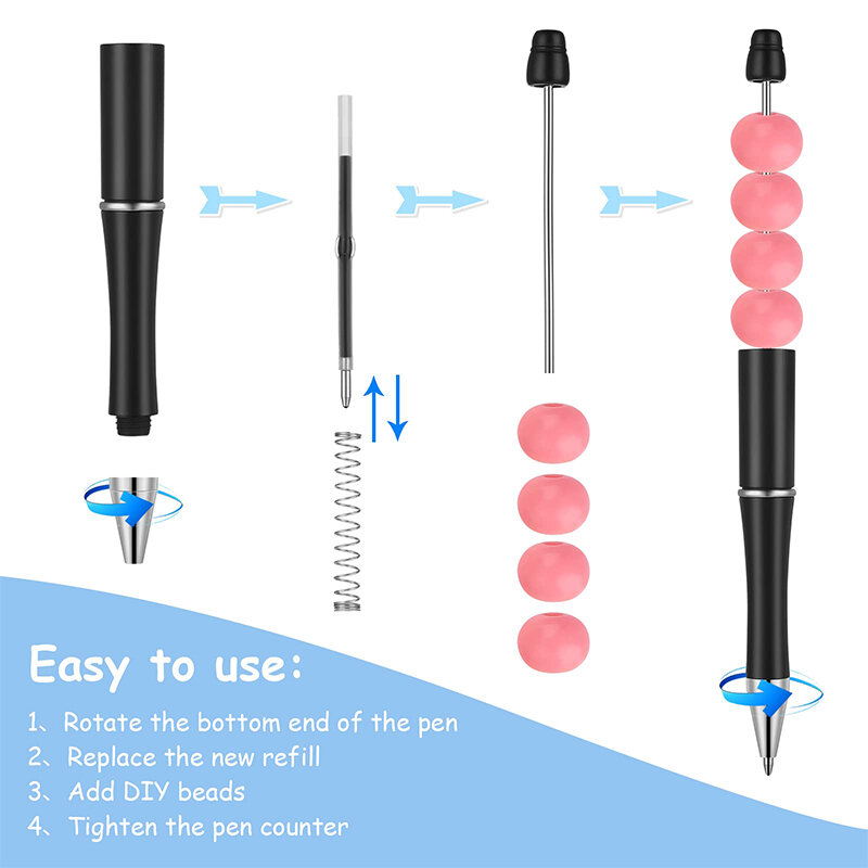 20Pcs DIY Plastic Beaded Ballpoint Pen