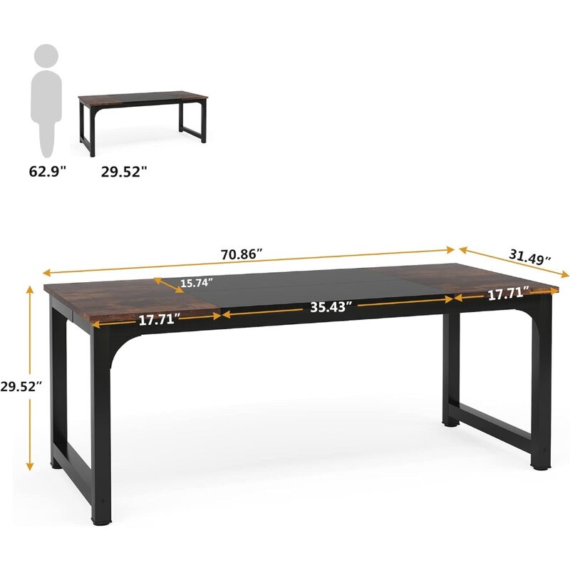 Tribesigns 70.8”Executive Desk, Large Office Computer Desk with Thicken Frame, Modern Simple Workstation Business