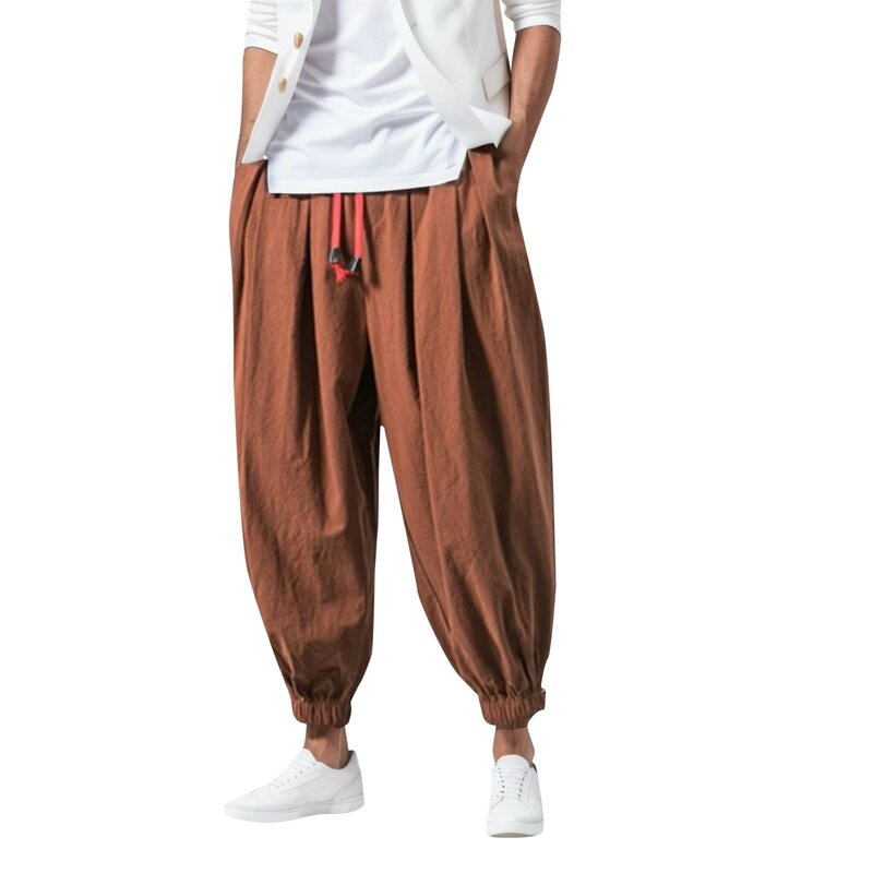Spring Men Loose Harem Pants Linen Overweight Sweatpants High Quality Casual Oversize Fashionable Casual Wide Trousers Male