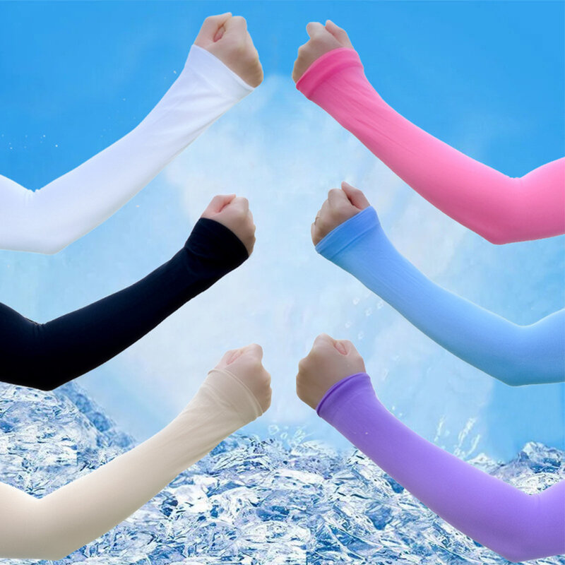 Fashion Summer Beach Ice Silk Sunscreen Sleeve UV Sun Protection Driving Sports Out Women Hand Sleeves Sun-Protective Sleeve