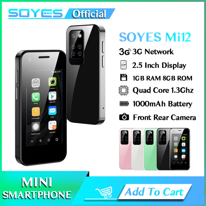 SOYES Mi12 2.5 인치 안드로이드 휴대폰, 3G WCDMA 듀얼 SIM, TF 카드 슬롯, 5MP 카메라, 구글 플레이 스토어, 미니 귀여운 스마트폰