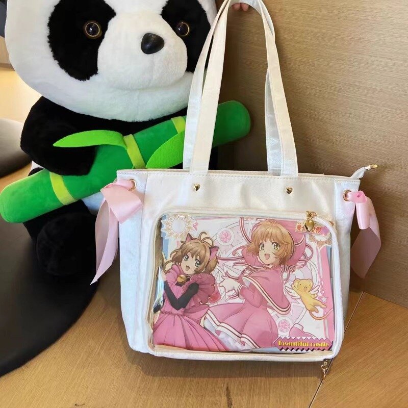 Xiuya Серебряная Женская сумка через плечо Lolita Jk большая емкость в японском стиле сумка-тоут модная Харадзюку женская прозрачная сумка