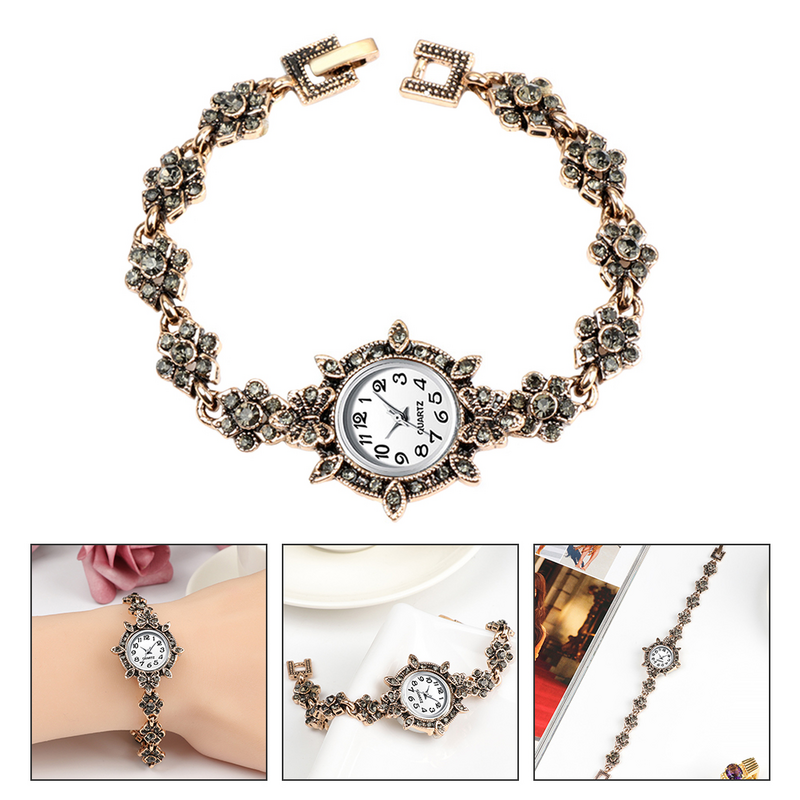 1pc Vintage Quartz Bracelet Watch Delicate Wrist Chain Watch Diamond Watch