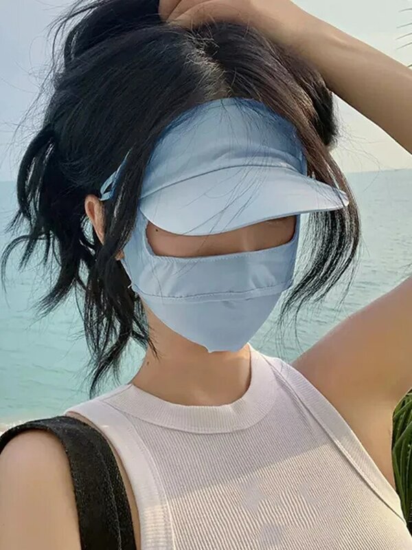 Sunscreen Mask Hat One-Piece Summer Outdoor Vinyl Anti-Ultraviolet Facekini Mask Dust Shade Summer And Fall