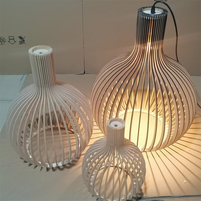 Lámpara de araña de jaula de madera Foskarini de estilo campestre moderno, diseñador holandés, luz de bambú negro, lámparas de iluminación, envío de otoño, 2024