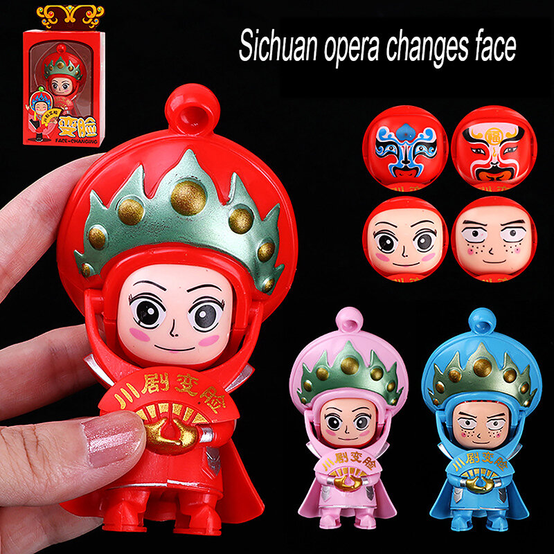 Maquillaje Facial de ópera Chinoiserie Sichuan, cambio de cara, llavero colgante, artesanía creativa, muñeca de Peking, accesorios de juguete