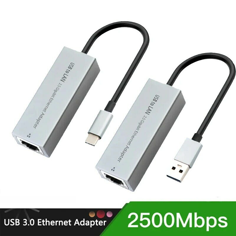 Adaptador de rede Ethernet USB para Macbook Pro Air, 2500Mbps, C para adaptador Ethernet RJ45 para Xiaomi Mi TV Box S Placa de rede