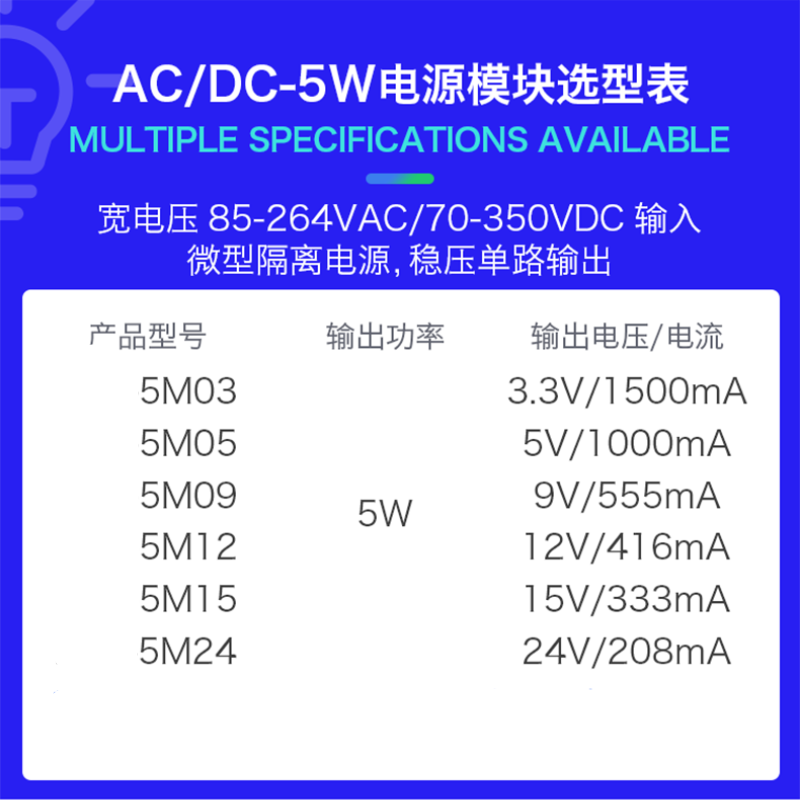 5W AC-DC power module 220V to 3.3V 5V 9V 12V 15V 24V 5M03 5M05 5M09 5M12 5M15 5M24 Voltage reduction and stabilization module
