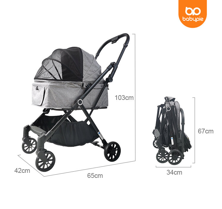 Aluminum Alloy One Handle Fold Pet Stroller Portable Pet Strollers And Small Dog Cat Trolley Foldable Dog Pet Stroller