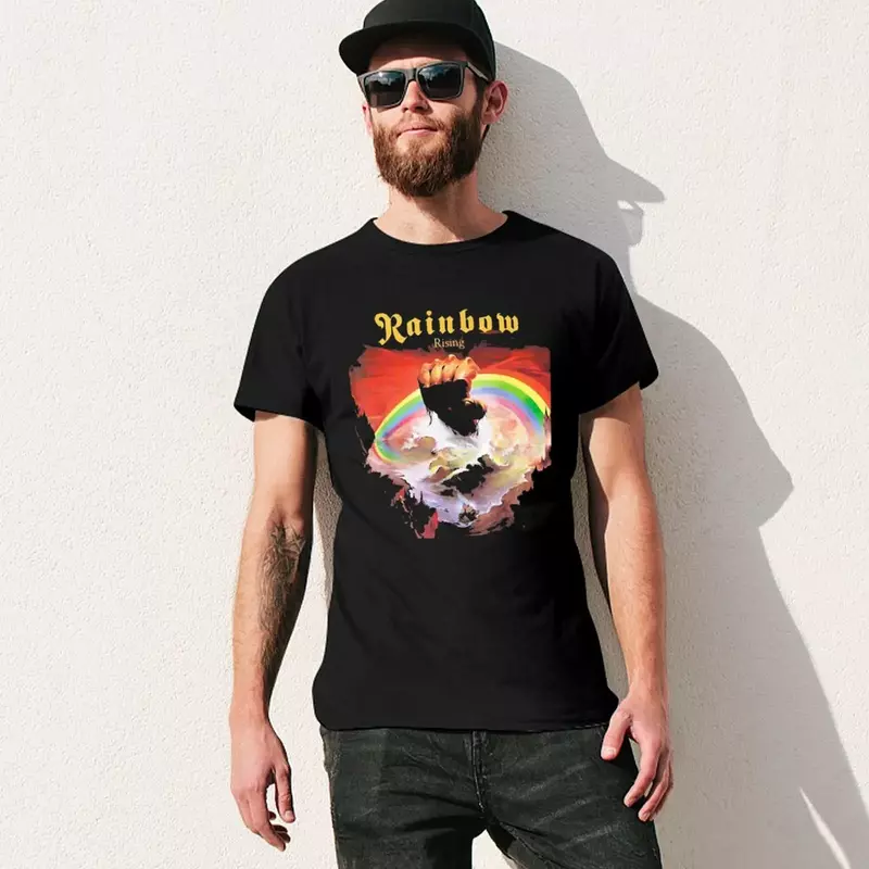 Arco-íris masculino subindo t-shirt, roupas estéticas, bonito designer tops