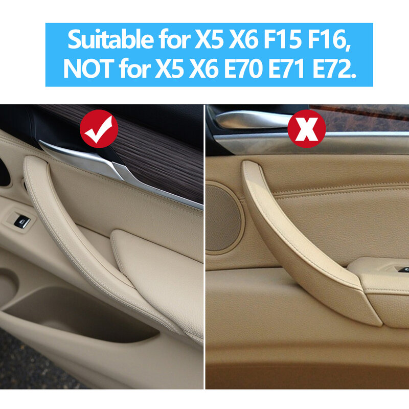 Cubierta embellecedora de manija de tracción de ABS para puerta Interior de coche, izquierda y derecha, para BMW X5, X6, F15, F16, 2014-2018, 51417292243, 51417292244