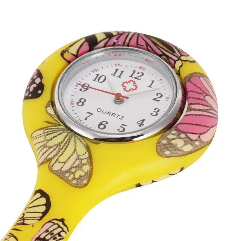 Relógio portátil do bolso do silicone, impressão elegante, tendência da enfermeira, broche na moda, 1PC