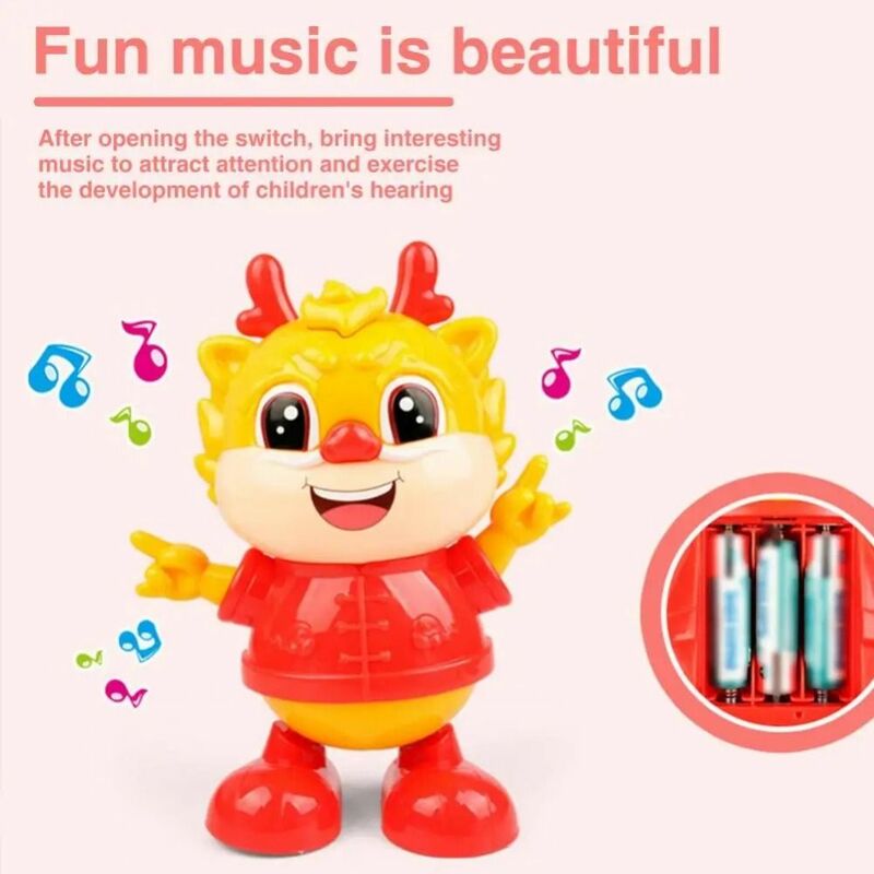Dragon Dancing e Music Dragon Toy para meninas, Boneca dos desenhos animados elétricos, Brinquedo eletrônico, LED Light, Swing, Rc