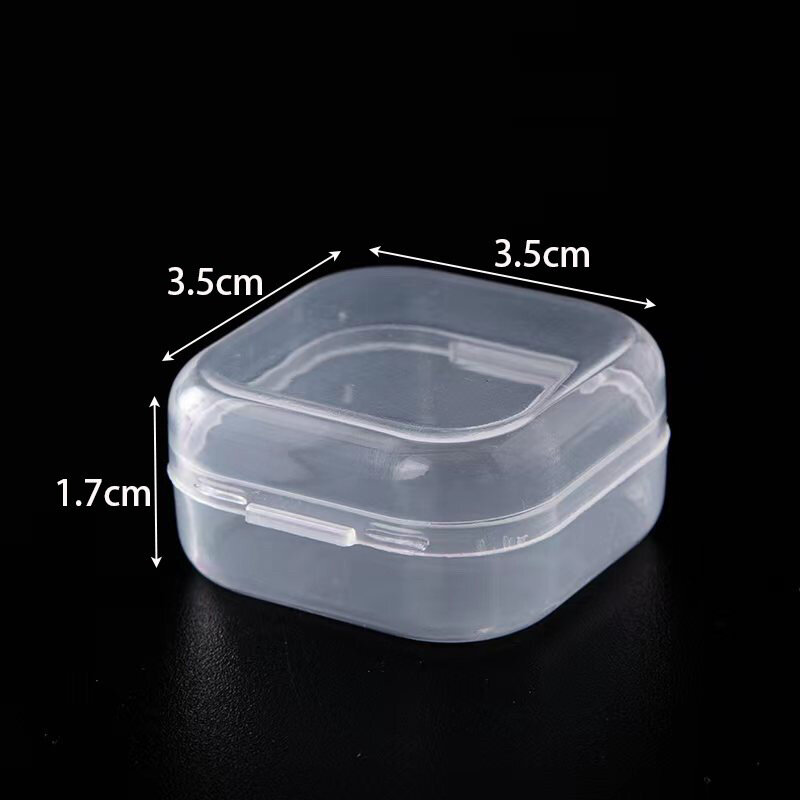 Mini caja dispensadora de 10 piezas, caja cuadrada de plástico transparente, organizador de embalaje para pendientes, gancho de pescado, soporte para pastillas
