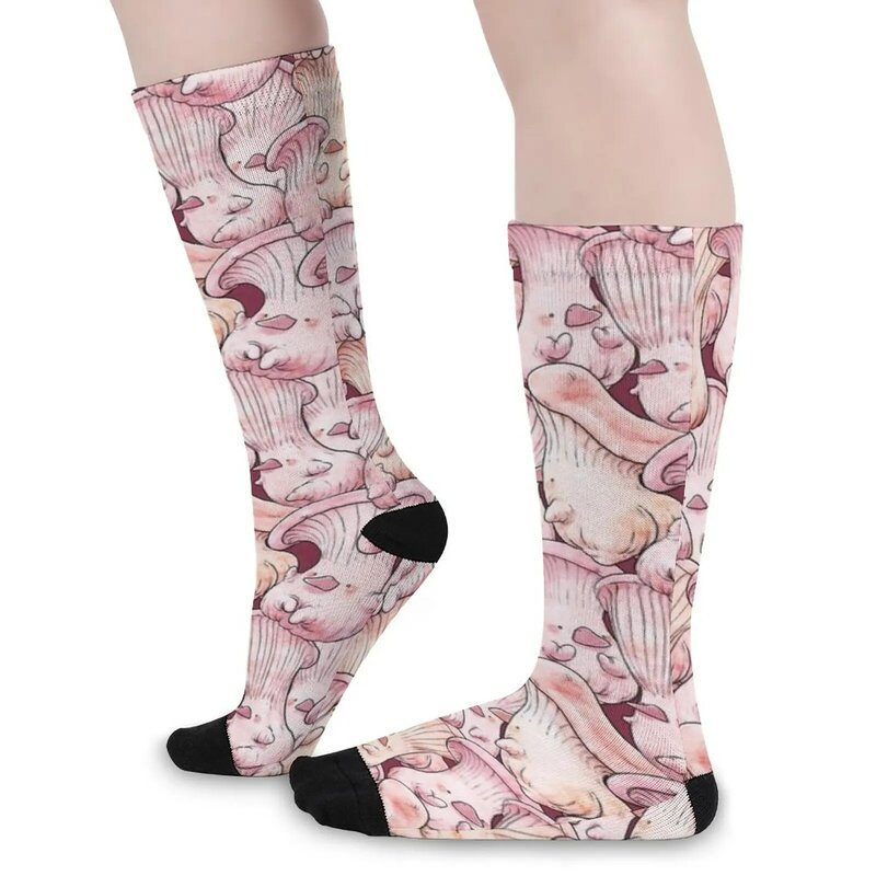 Носки женские с рисунком устриц и грибов, роскошные носки розового и желтого цвета, подарок на день Святого Валентина, идея для подарка мужчине