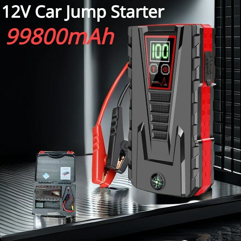 자동차 점프 스타터 장치, 강력한 휴대용 보조배터리 자동차 배터리 충전기 시스템, 자동 부스터 작동 시작, 99800mAh, 12V