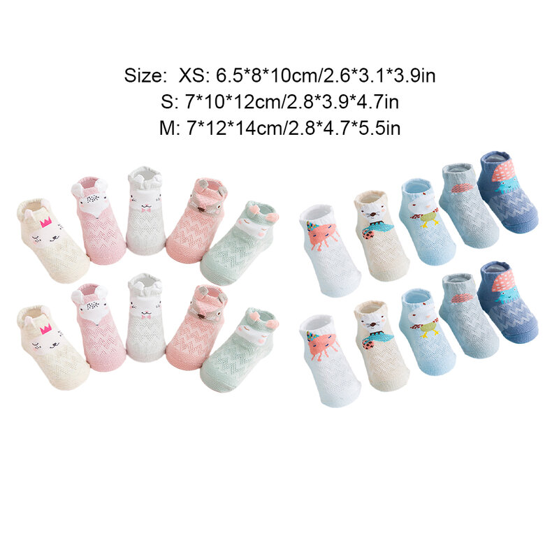 5pairs Cartoon Animal Cotton Baby Socks Soft And Comfortable Newborns Made With Combed Cotton
