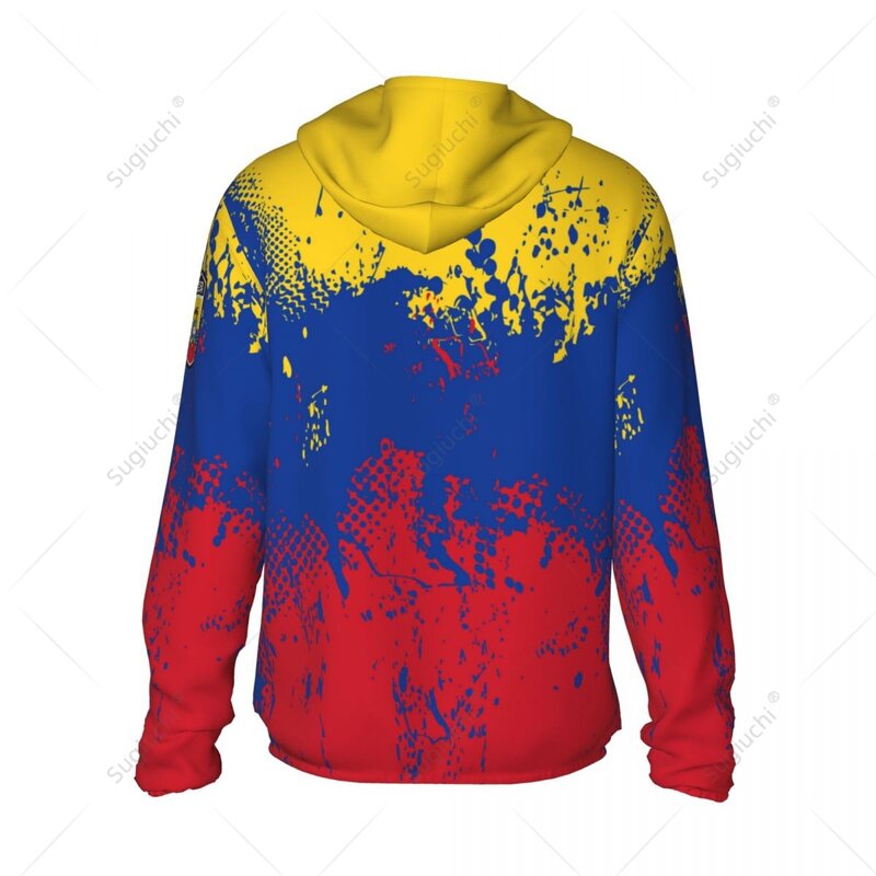 Colombia Flag Sun Protection Hoodie Sunscreen Clothes Fishing Cycling Running Quick Dry Long Sleeve With Zipper Polyester