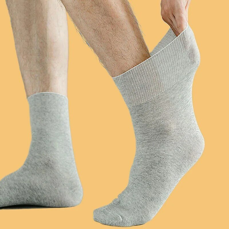 Chaussettes en coton confortables pour hommes, chaussettes moyennes respirantes, anti-odeur, noir, blanc, gris, mode, nouveau, 2024, 5 paires