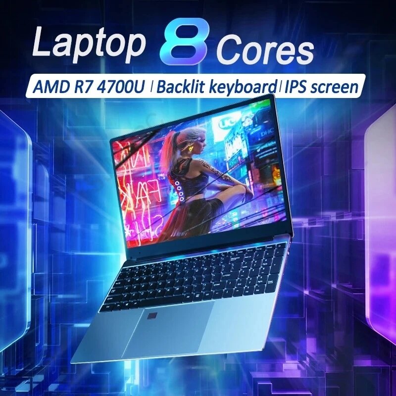 BSLAY-Laptops para jogos com teclado Blacklit, AMD Ryzen R7 4700U Max, 32GB DDR4 M.2 2TB SSD, Notebook Windows 10 11, 15,6 pol, Novo, 2020