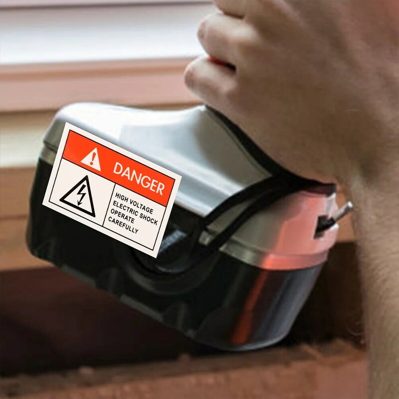 Stiker listrik Anti guncangan, 8 buah Label anti-elektrik Film hewan peliharaan stiker guncangan listrik untuk peringatan