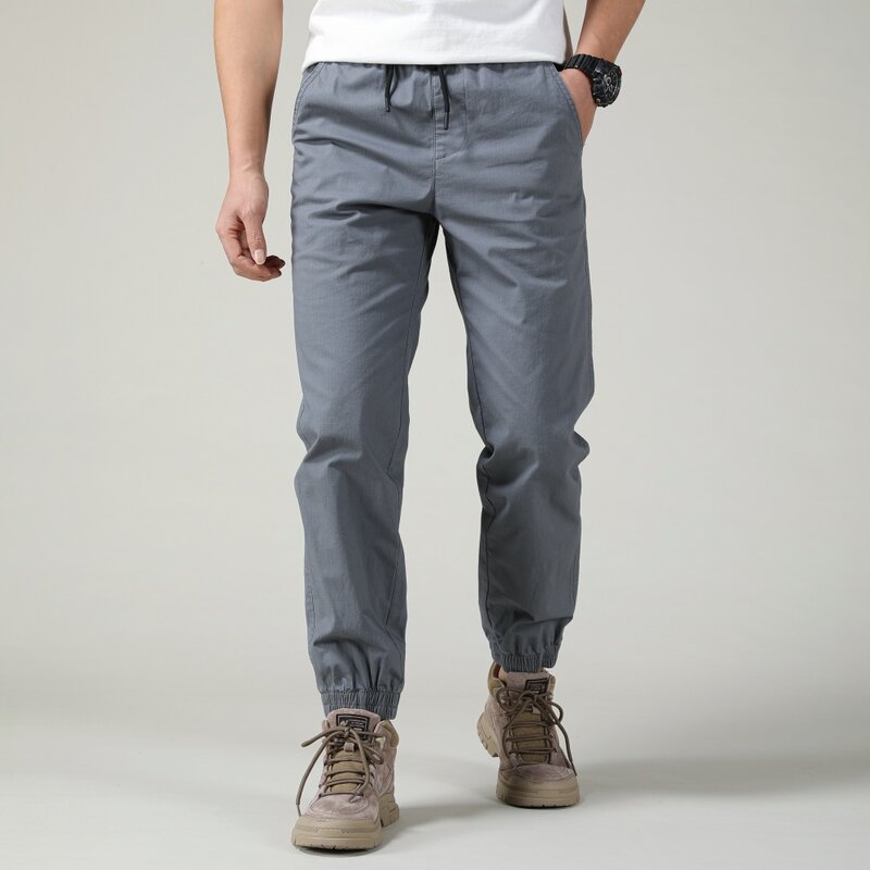 Мужские осенние однотонные повседневные брюки, прямые свободные брюки-карго до щиколотки, уличные штаны для бега, спортивные брюки