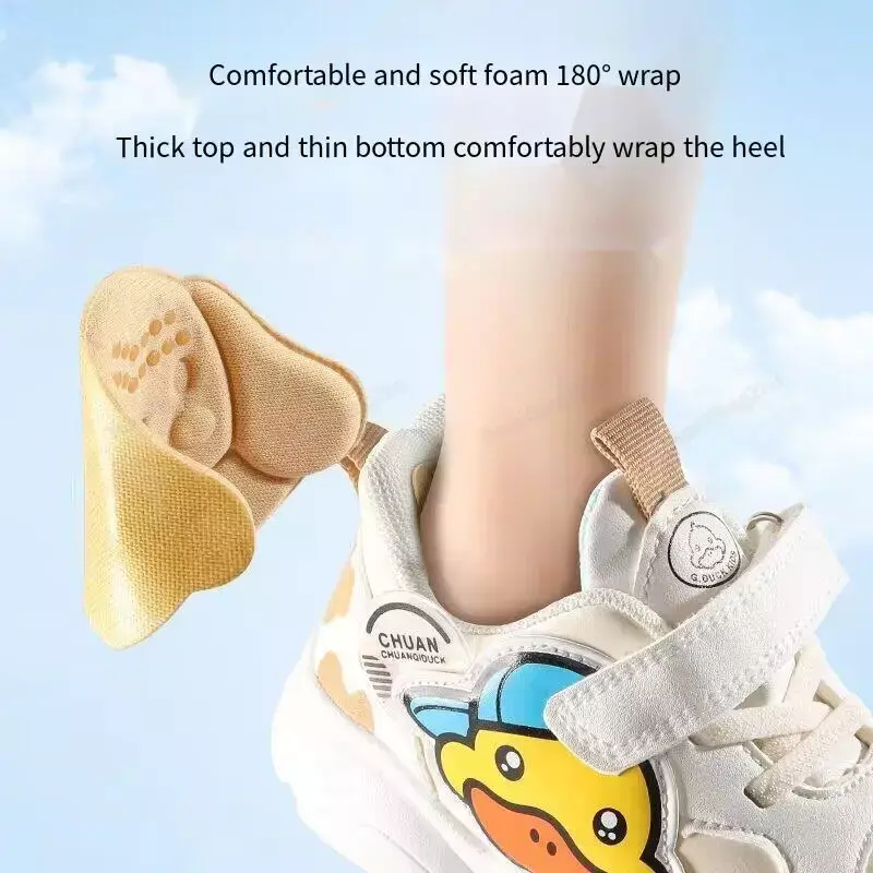 Almofadas de sapatos antiderrapantes para crianças, protetores de calcanhar, palmilhas de pés, protetor de calcanhar, ajuste de tamanho almofada, inserções de cuidado, 1 par