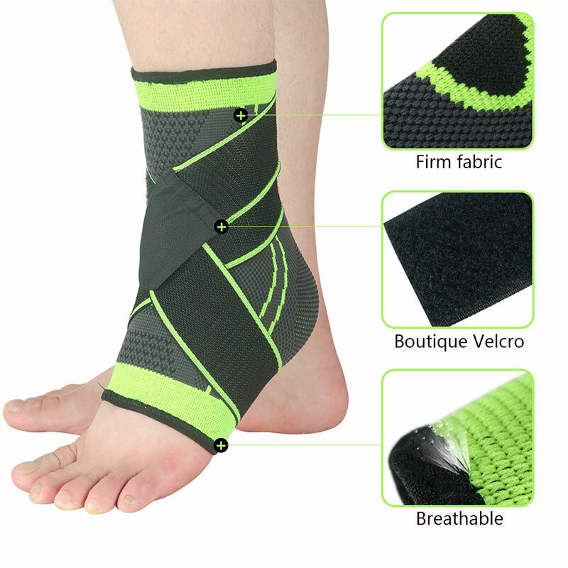 Nylon respirável esportes tornozelo proteção, quatro lados, fixo tornozelo protetor, plástico, quente