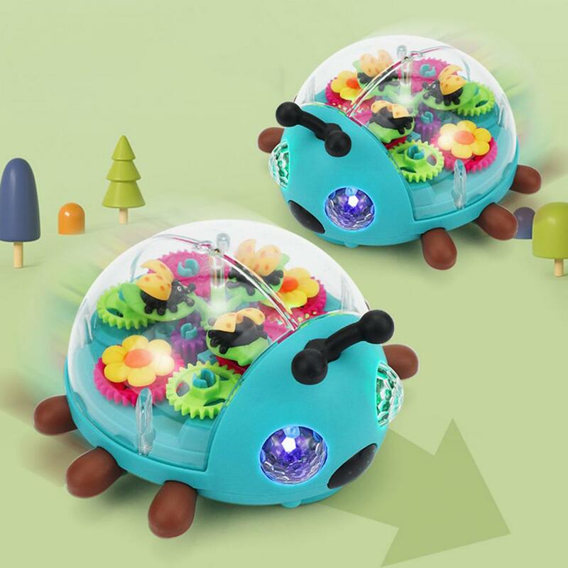 Cartoon Gear Toy Crash Go Technology Toy Multicolored Ladybug Vehicle Toy with Flashing Lights Music Birthday Gift for Baby